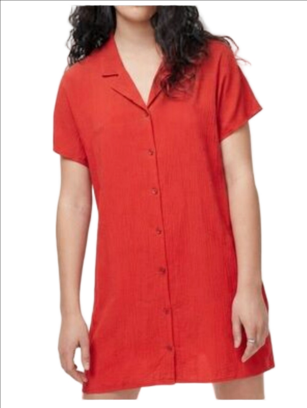 ARITZIA WILFRED FREE Red short sleeve button down shirt dress